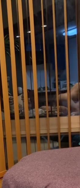 コテージでガラスに映した動画